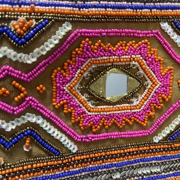 Bag embellished with beads mirrors and fringe - Picture 2 of 6